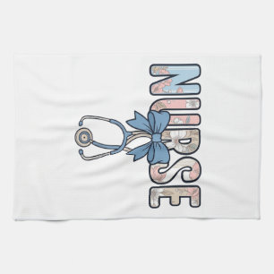 Linge De Cuisine Stéthoscope Nurse Bow Floral Vintage