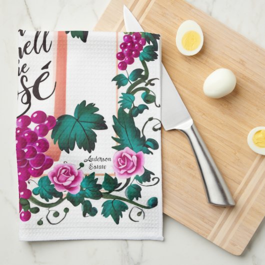 Linge De Cuisine Stop and Smell the Rosé Custom Pink Vino (Quart Plié)