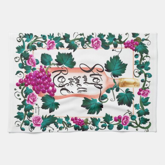 Linge De Cuisine Stop and Smell the Rosé Custom Pink Vino (Horizontal)