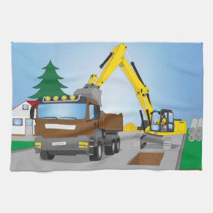 Linge De Cuisine Straßenbaustelle avec le camion brun et