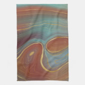 Linge De Cuisine Strata automne | Terra Cotta Turquoise et Gold Aga (Vertical)