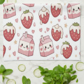 Linge De Cuisine Strawberries and Milk Kitchen Towel (Plié)