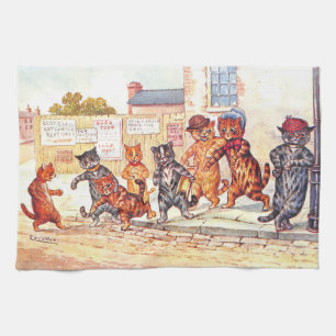 Linge De Cuisine Street Fight Cats by Louis Wain Tea Towne