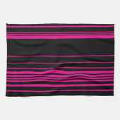 Linge De Cuisine Stripes complexes - Magenta et Noir (Horizontal)