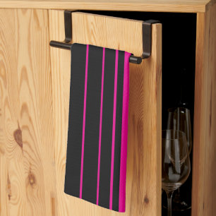 Linge De Cuisine Stripes complexes - Magenta et Noir