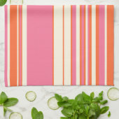 Linge De Cuisine Stripes complexes - rose, orange et crème (Plié)