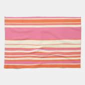Linge De Cuisine Stripes complexes - rose, orange et crème (Horizontal)