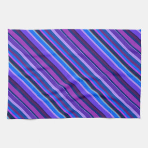 Linge De Cuisine stripes en bleu et purple