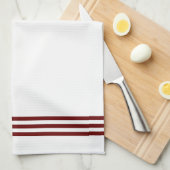 Linge De Cuisine Stripes et Monogrammes à pointes blanches et rouge (Quart Plié)