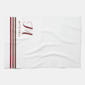 Linge De Cuisine Stripes et Monogrammes à pointes blanches et rouge (Horizontal)