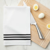 Linge De Cuisine Stripes et Monogrammes à pointes noir et blanc (Quart Plié)