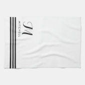 Linge De Cuisine Stripes et Monogrammes à pointes noir et blanc (Horizontal)