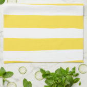 Linge De Cuisine Stripes inégales - Citron jaune et blanc (Plié)