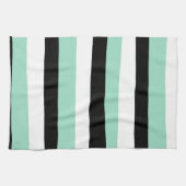 Linge De Cuisine Stripes inégales - Mint vert, blanc et noir (Horizontal)