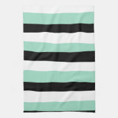 Linge De Cuisine Stripes inégales - Mint vert, blanc et noir (Vertical)