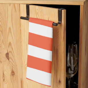 Linge De Cuisine Stripes inégales - Orange et blanc