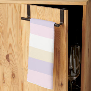 Linge De Cuisine Stripes inégales - rose pastel, jaune et violet