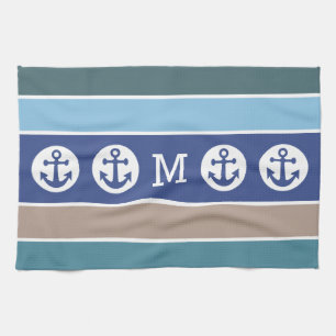 Linge De Cuisine Stripes nautiques personnalisé monogramme serviett
