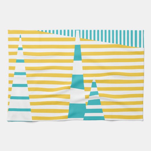 Linge De Cuisine Stripes on Stripes - Turquoise et Jaune (Horizontal)