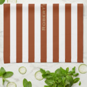 Linge De Cuisine STRIPES réglables Brown avec nom (Plié)