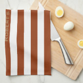 Linge De Cuisine STRIPES réglables Brown avec nom (Quart Plié)