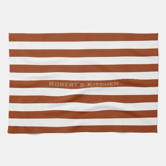 Linge De Cuisine STRIPES réglables Brown avec nom (Horizontal)