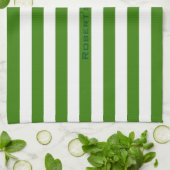 Linge De Cuisine STRIPES vert réglable avec nom (Plié)