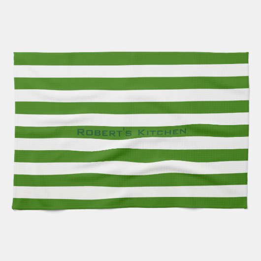 Linge De Cuisine STRIPES vert réglable avec nom (Horizontal)