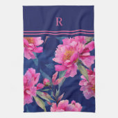 Linge De Cuisine Stunning Pink Floral Bloom Monogrammed (Vertical)