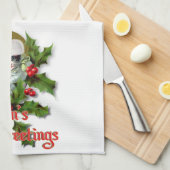 Linge De Cuisine Style ancien Noël Kitten Bonnes Fêtes (Quart Plié)