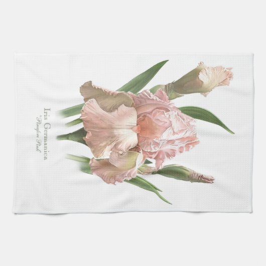 Linge De Cuisine Style Art Botanique Iris Plutôt Rose Ruffé (Horizontal)