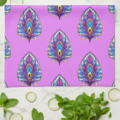 Linge De Cuisine Style Art Nouveau Vitrage Peacock Plumes (Plié)