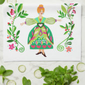 Linge De Cuisine Style Art populaire moderne Fille Fleur à Haired R (Plié)