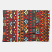 Linge De Cuisine Style aztèque Ptn (v) - rouge bleu de jaune orange (Horizontal)