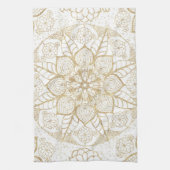 Linge De Cuisine Style Boho Blanc Or Mandala Floral (Vertical)