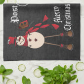 Linge De Cuisine Style Chalkboard Design Carte postale Rouge Snowma (Plié)