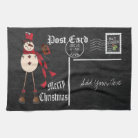Style Chalkboard Design Carte postale Rouge Snowma