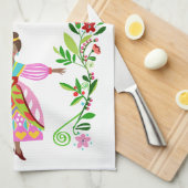 Linge De Cuisine Style d'art folklorique moderne Fille de fleurs af (Quart Plié)
