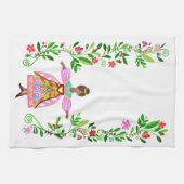 Linge De Cuisine Style d'art folklorique moderne Fille de fleurs af (Horizontal)