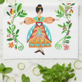 Linge De Cuisine Style d'art populaire moderne Fleur fille Tangerin (Plié)