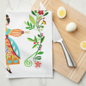 Linge De Cuisine Style d'art populaire moderne Fleur fille Tangerin (Quart Plié)