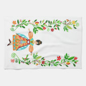 Linge De Cuisine Style d'art populaire moderne Fleur fille Tangerin (Horizontal)