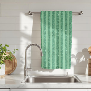 Linge De Cuisine Style de bandes verticales en jade vert classique