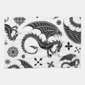 Linge De Cuisine Style de tatouage en forme de dragon noir (Horizontal)
