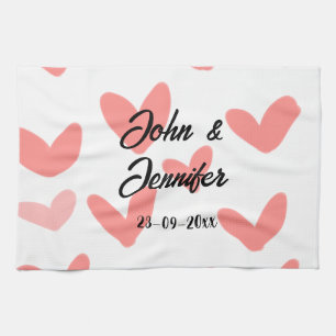 Linge De Cuisine style de texte minimal simple blanc mariage cœur r