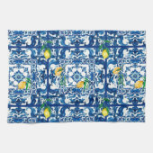 Linge De Cuisine style italien, méditerranéen, mosaïque, bleu, (Horizontal)