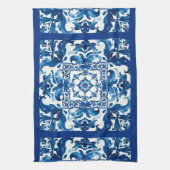 Linge De Cuisine style italien, méditerranéen, mosaïque, bleu, (Vertical)