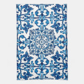 Linge De Cuisine style italien, méditerranéen, mosaïque, bleu, (Vertical)