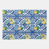 Linge De Cuisine style italien, mosaïque, bleu, citron, (Horizontal)