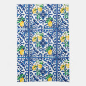 Linge De Cuisine style italien, mosaïque, bleu, citron, (Vertical)